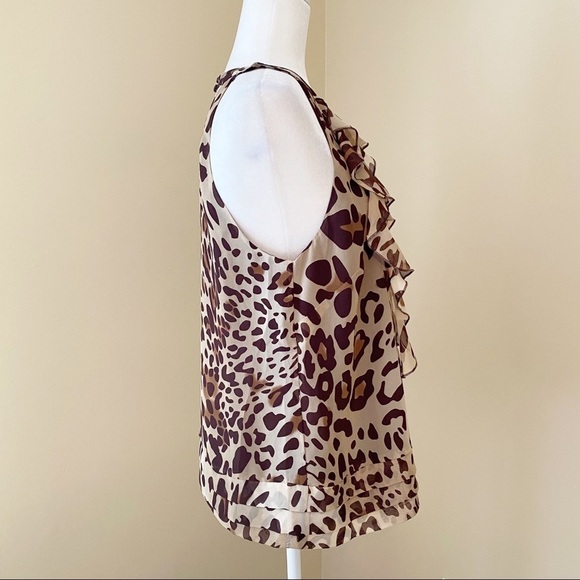 Willi Smith Ruffle Front Leopard Halter Top - L - Picture 3 of 15
